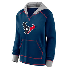 Houston Texans Logo Athletic Women's Boom Fleece Pullover V-Neck Hoodie Navy | NFL