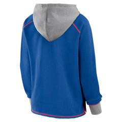 New York Giants Logo Athletic Women's Boom Fleece Pullover V-Neck Hoodie Royal | NFL