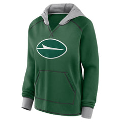 New York Jets Logo Athletic Women's Boom Fleece Pullover V-Neck Hoodie Green | NFL