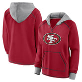 San Francisco 49ers Logo Athletic Women's Boom Fleece Pullover V-Neck Hoodie Scarlet | NFL