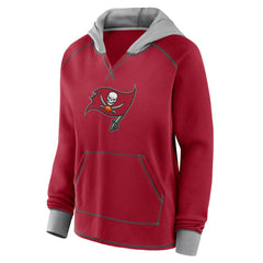 Tampa Bay Buccaneers Logo Athletic Women's Boom Fleece Pullover V-Neck Hoodie Red | NFL