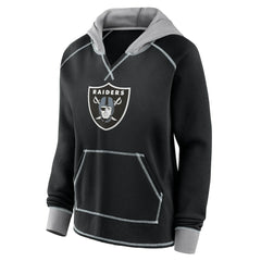 Las Vegas Raiders Logo Athletic Women's Boom Fleece Pullover V-Neck Hoodie Black | NFL