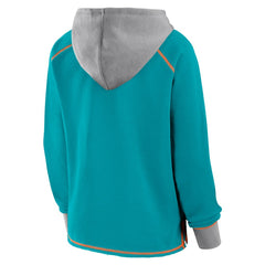 Miami Dolphins Logo Athletic Women's Boom Fleece Pullover V-Neck Hoodie Aqua | NFL