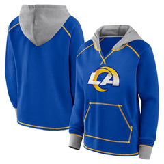 Los Angeles Rams Logo Athletic Women's Boom Fleece Pullover V-Neck Hoodie Royal | NFL