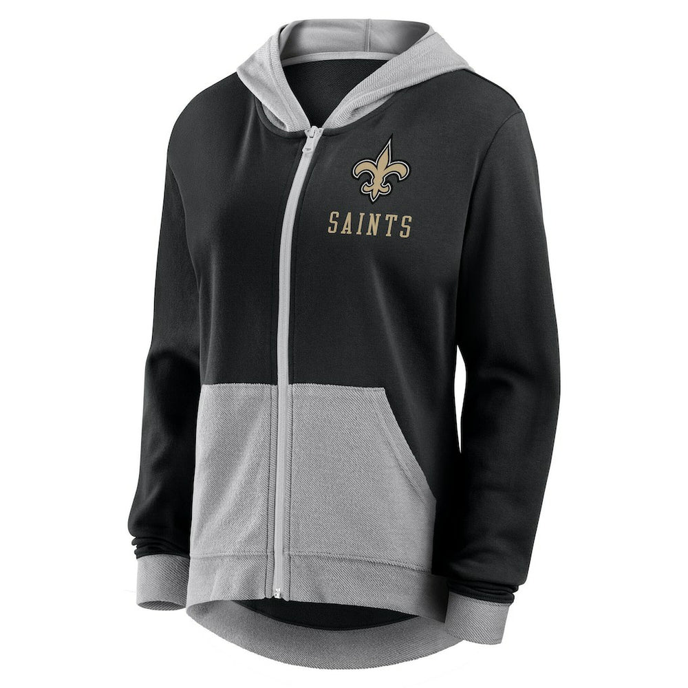 New Orleans Saints Logo Athletic Women's Hit It French Terry Full-Zip Hoodie Black | NFL