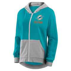 Miami Dolphins Logo Athletic Women's Hit It French Terry Full-Zip Hoodie Aqua | NFL