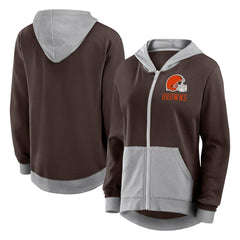 Cleveland Browns Logo Athletic Women's Hit It French Terry Full-Zip Hoodie Brown | NFL