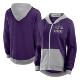 Baltimore Ravens Logo Athletic Women's Hit It French Terry Full-Zip Hoodie Purple | NFL
