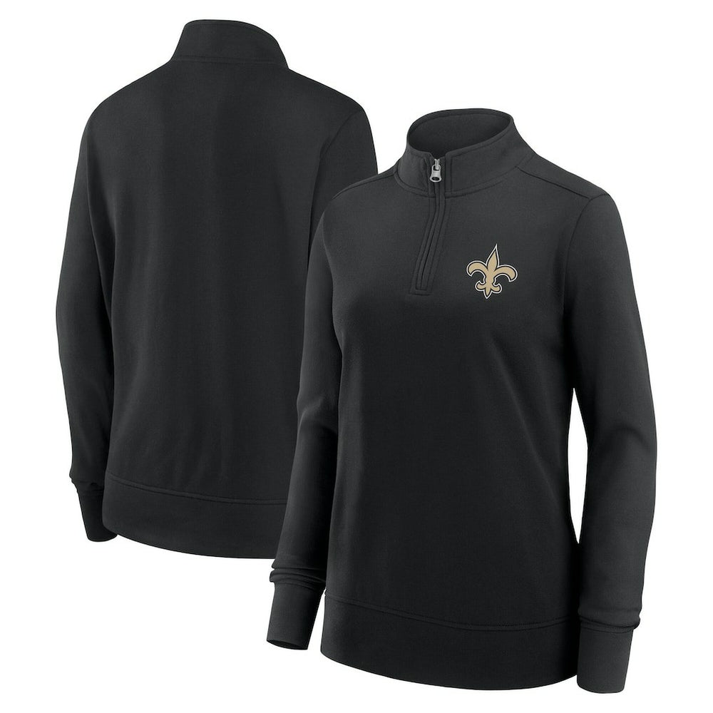 New Orleans Saints Logo Athletic Women's Velocity Quarter-Zip Jacket Black | NFL