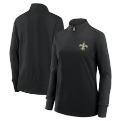 New Orleans Saints Logo Athletic Women's Velocity Quarter-Zip Jacket Black | NFL