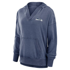 Seattle Seahawks Women's Initiative Snow Wash French Terry V-Neck Pullover Hoodie Heather College Navy | Fanatics