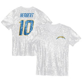 Justin Herbert Los Angeles Chargers Girls Youth Sequin V-Neck Fashion Jersey Powder Blue | NFL