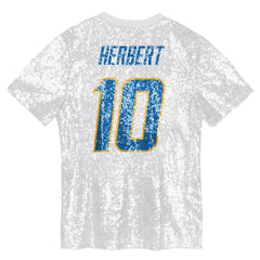 Justin Herbert Los Angeles Chargers Girls Youth Sequin V-Neck Fashion Jersey Powder Blue | NFL
