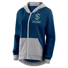 Seattle Kraken Logo Athletic Women's Hit It French Terry Full-Zip Hoodie - Navy - NHL