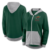 Minnesota Wild Logo Athletic Women's Hit It French Terry Full-Zip Hoodie - Green - NHL