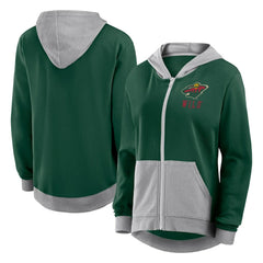 Minnesota Wild Logo Athletic Women's Hit It French Terry Full-Zip Hoodie - Green - NHL