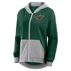 Minnesota Wild Logo Athletic Women's Hit It French Terry Full-Zip Hoodie - Green - NHL