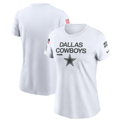 Dallas Cowboys Women's 2024 Salute To Service Legend Performance T-Shirt White | Nike for Sale