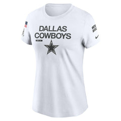 Dallas Cowboys Women's 2024 Salute To Service Legend Performance T-Shirt White | Nike for Sale