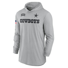 Dallas Cowboys 2024 Salute to Service Lightweight Dri-FIT Long Sleeve Hoodie T-Shirt Gray | Nike for Sale