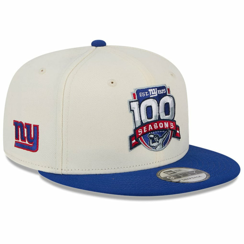New York Giants New Era 100th Season Two-Tone 9FIFTY Snapback Hat Cream/Royal | NFL