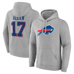 Josh Allen Buffalo Bills Icon Player Name & Number Pullover Hoodie Gray | NFL