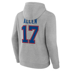 Josh Allen Buffalo Bills Icon Player Name & Number Pullover Hoodie Gray | NFL