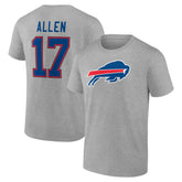 Josh Allen Buffalo Bills Icon Player Name & Number T-Shirt Gray | NFL