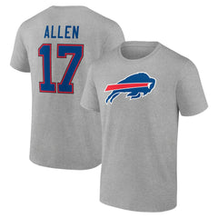 Josh Allen Buffalo Bills Icon Player Name & Number T-Shirt Gray | NFL