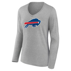Josh Allen Buffalo Bills Women's Icon Player Name & Number Long Sleeve V-Neck T-Shirt Gray | NFL