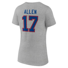 Josh Allen Buffalo Bills Women's Icon Player Name & Number V-Neck T-Shirt Gray | NFL