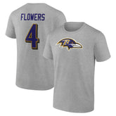 Zay Flowers Baltimore Ravens Icon Player Name & Number T-Shirt Gray | NFL