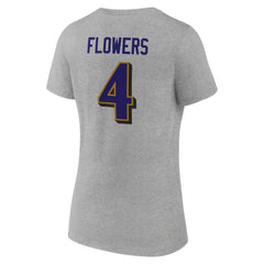 Zay Flowers Baltimore Ravens Women's Icon Player Name & Number V-Neck T-Shirt Gray | NFL