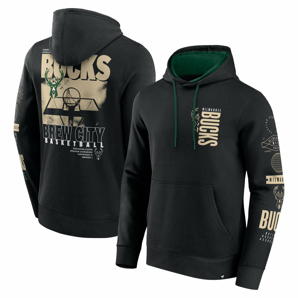 Milwaukee Bucks Game Time Crossover Pullover Hoodie Black - NBA