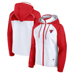 Chicago Bulls Women's Anorak Raglan Full-Zip Hoodie Jacket White/Red - NBA