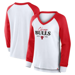 Chicago Bulls Women's Open Lane Waffle Long Sleeve V-Neck T-Shirt White - NBA