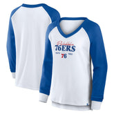 Philadelphia 76ers Women's Open Lane Waffle Long Sleeve V-Neck T-Shirt White - NBA
