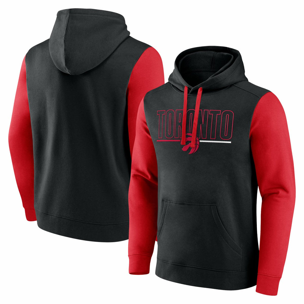 Toronto Raptors Logo Athletic Outline Colorblock Pullover Hoodie Black - NBA