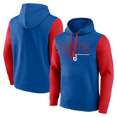 Philadelphia 76ers Logo Athletic Outline Colorblock Pullover Hoodie Royal - NBA