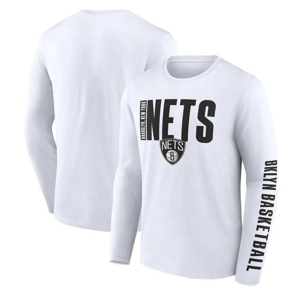 Brooklyn Nets Logo Athletic Vision Long Sleeve T-Shirt White - NBA