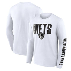 Brooklyn Nets Logo Athletic Vision Long Sleeve T-Shirt White - NBA