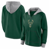 Milwaukee Bucks Logo Athletic Women's Boom Pullover Hoodie Hunter Green - NBA