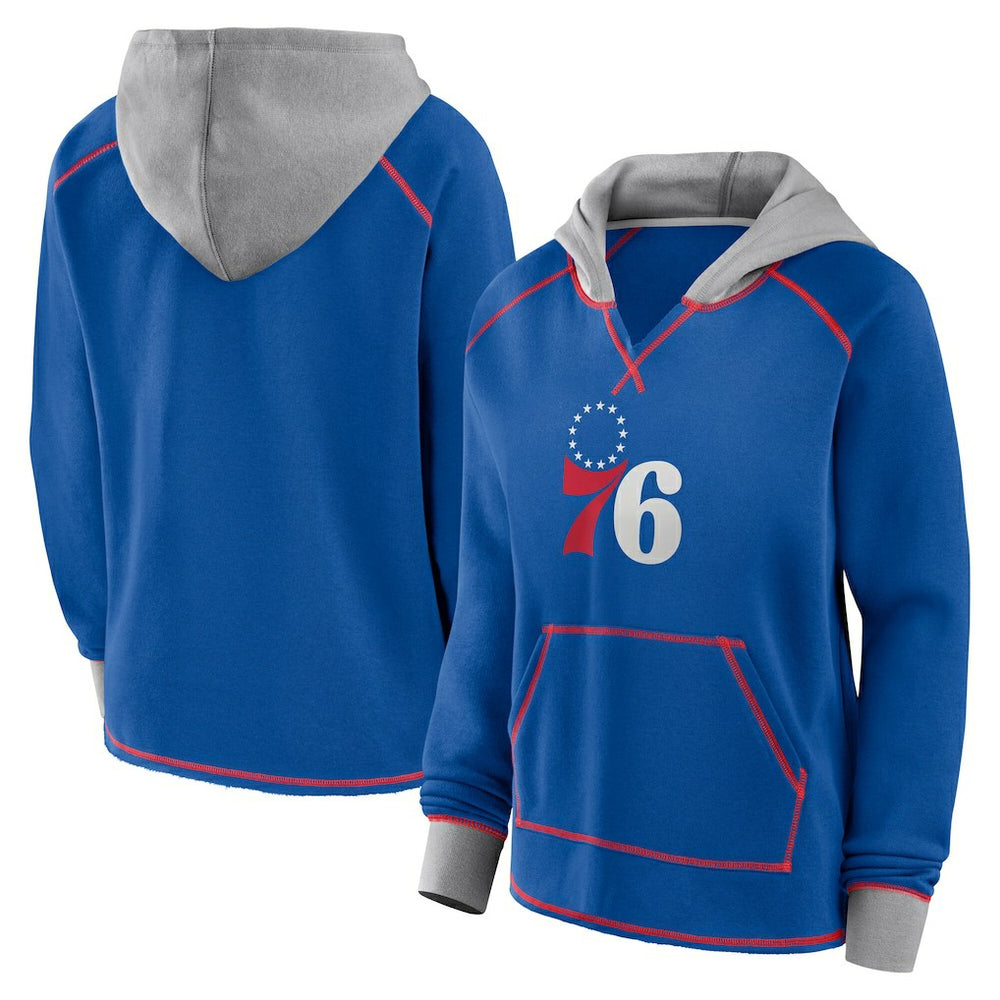 Philadelphia 76ers Logo Athletic Women's Boom Pullover Hoodie Royal - NBA