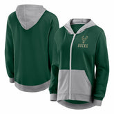 Milwaukee Bucks Logo Athletic Women's Hit It French Terry Full-Zip Hoodie Hunter Green - NBA