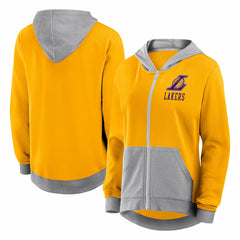 Los Angeles Lakers Logo Athletic Women's Hit It French Terry Full-Zip Hoodie Gold - NBA