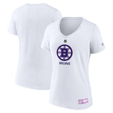 Boston Bruins Fanatics Women's 2024 Hockey Fights Cancer V-Neck T-Shirt - White - NHL
