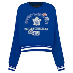 Toronto Maple Leafs Pro Standard Women's Area Code Cropped Pullover Sweatshirt - Blue - NHL