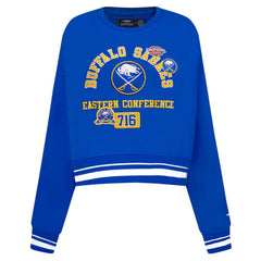 Buffalo Sabres Pro Standard Women's Area Code Cropped Pullover Sweatshirt - Royal - NHL