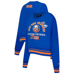 New York Islanders Pro Standard Women's Area Code Cropped Pullover Sweatshirt - Royal - NHL