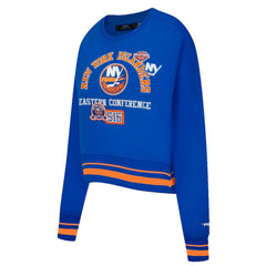 New York Islanders Pro Standard Women's Area Code Cropped Pullover Sweatshirt - Royal - NHL
